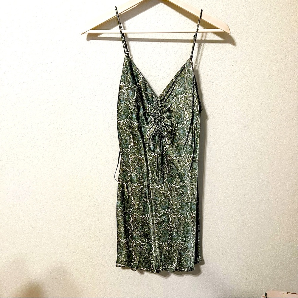 Zara Green Paisley Slip Mini Dress
